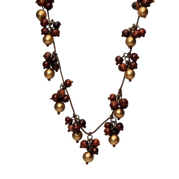 Beaded Cluster Dangle Necklace 16" Unsigned - Picture 3 of 5